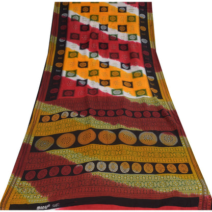 Sanskriti Vintage Sarees Indian Multi Pure Cotton Print Sari 5+yd Craft Sustainable Fabric