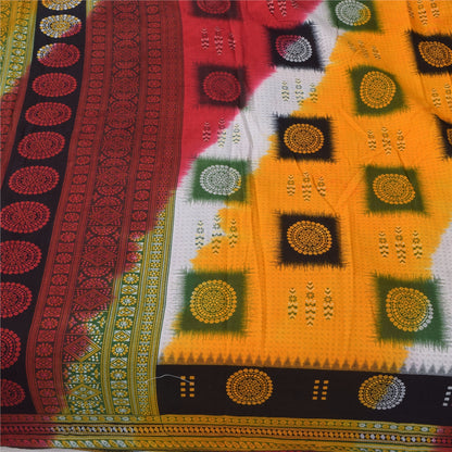 Sanskriti Vintage Sarees Indian Multi Pure Cotton Print Sari 5+yd Craft Sustainable Fabric