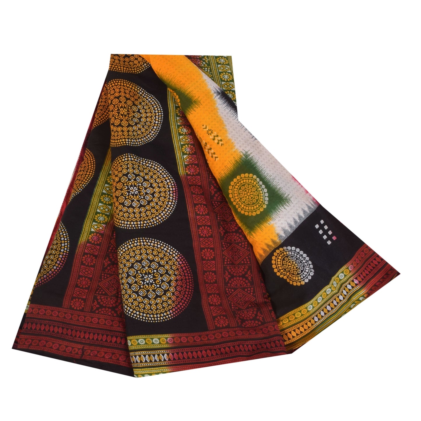 Sanskriti Vintage Sarees Indian Multi Pure Cotton Print Sari 5+yd Craft Sustainable Fabric