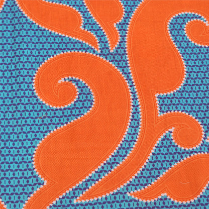 Сари Sanskriti Vintage, синее/оранжевое, сари из чистого хлопка с принтом, 5+ ярдов, ткань для рукоделия из экологически чистой ткани