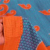 Сари Sanskriti Vintage, синее/оранжевое, сари из чистого хлопка с принтом, 5+ ярдов, ткань для рукоделия из экологически чистой ткани