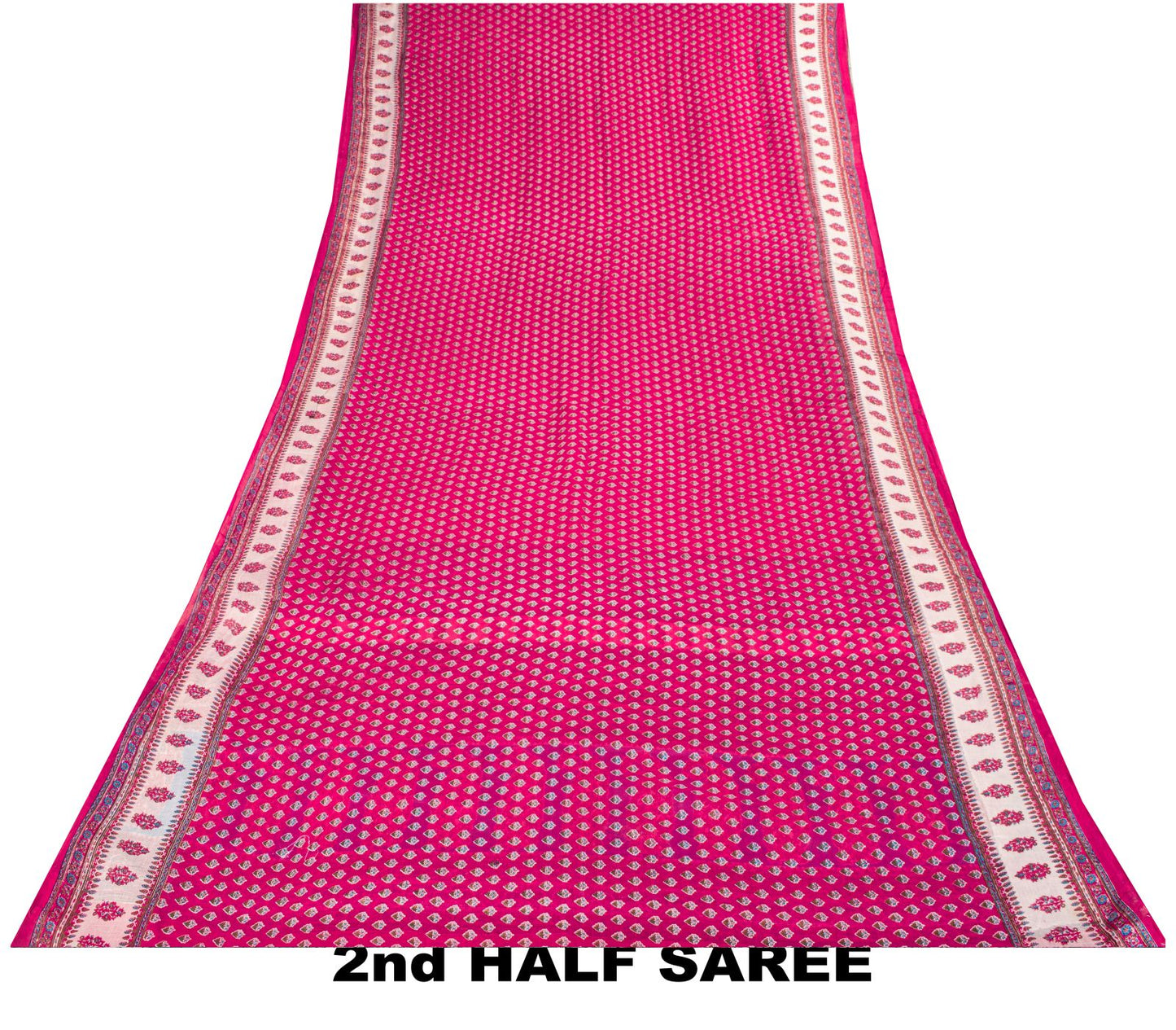 Vintage Saree Pink 100% Pure Cotton Floral Printed Craft Fabric 5+Yard Indian Sari