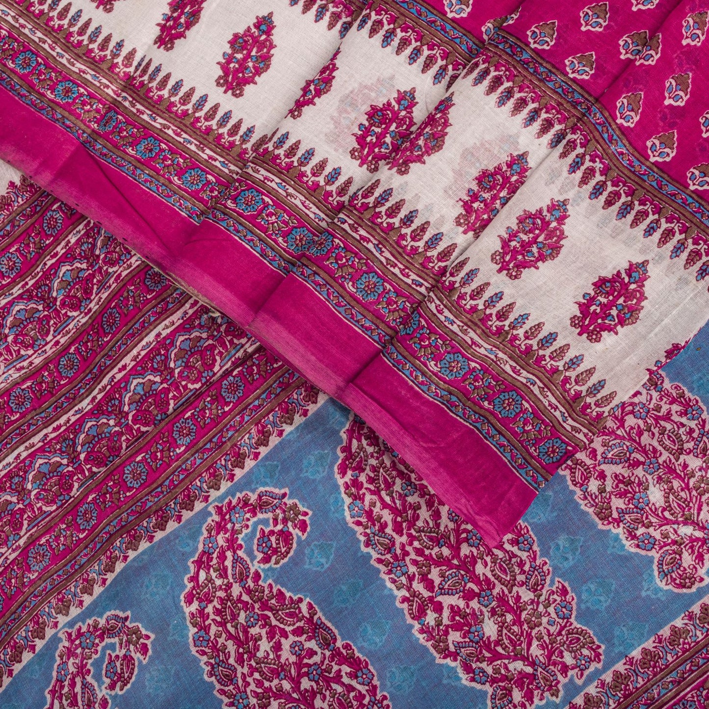 Vintage Saree Pink 100% Pure Cotton Floral Printed Craft Fabric 5+Yard Indian Sari