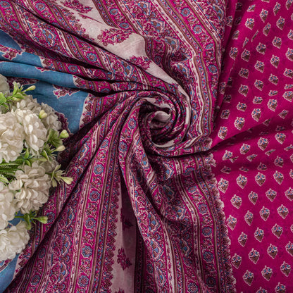 Vintage Saree Pink 100% Pure Cotton Floral Printed Craft Fabric 5+Yard Indian Sari