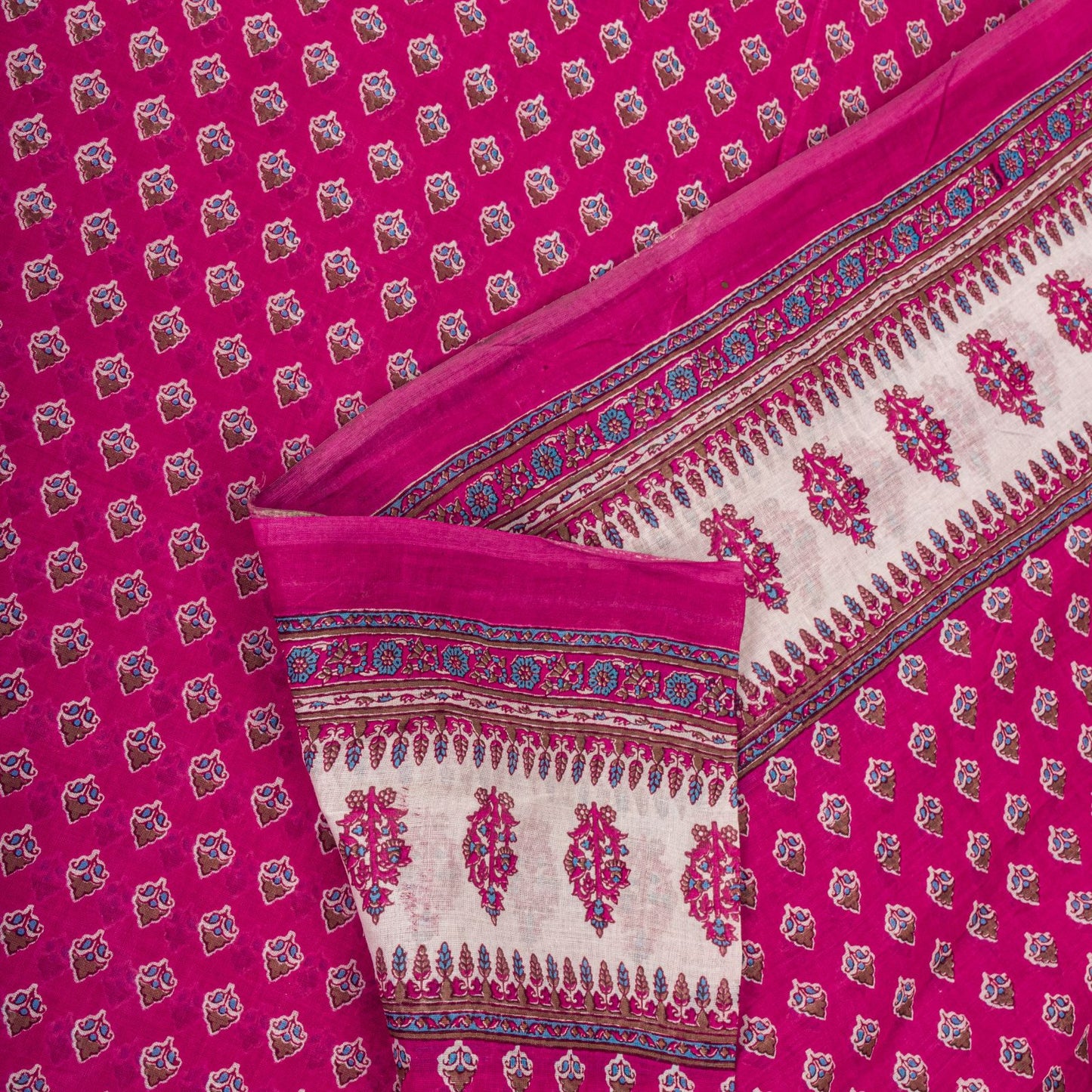 Vintage Saree Pink 100% Pure Cotton Floral Printed Craft Fabric 5+Yard Indian Sari