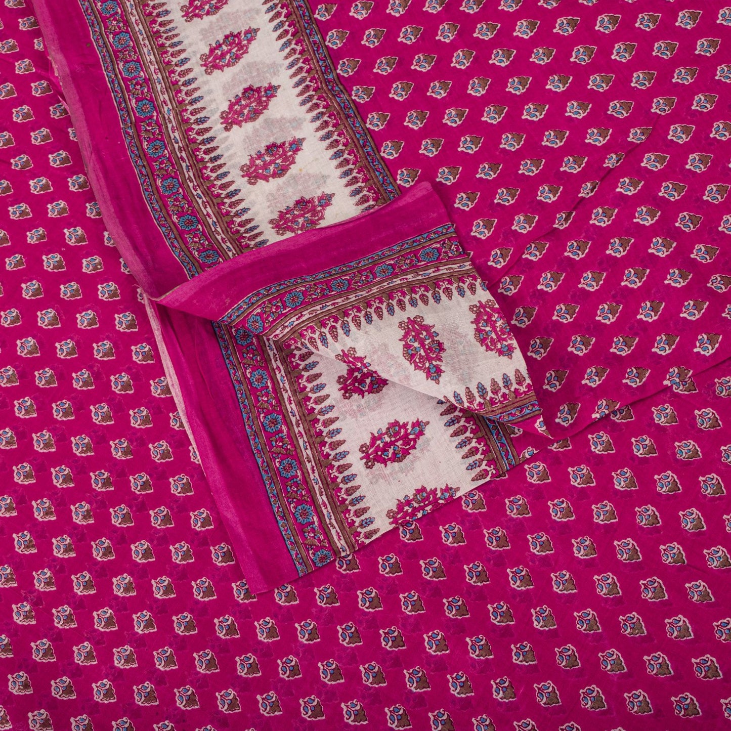 Vintage Saree Pink 100% Pure Cotton Floral Printed Craft Fabric 5+Yard Indian Sari