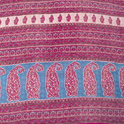 Vintage Saree Pink 100% Pure Cotton Floral Printed Craft Fabric 5+Yard Indian Sari