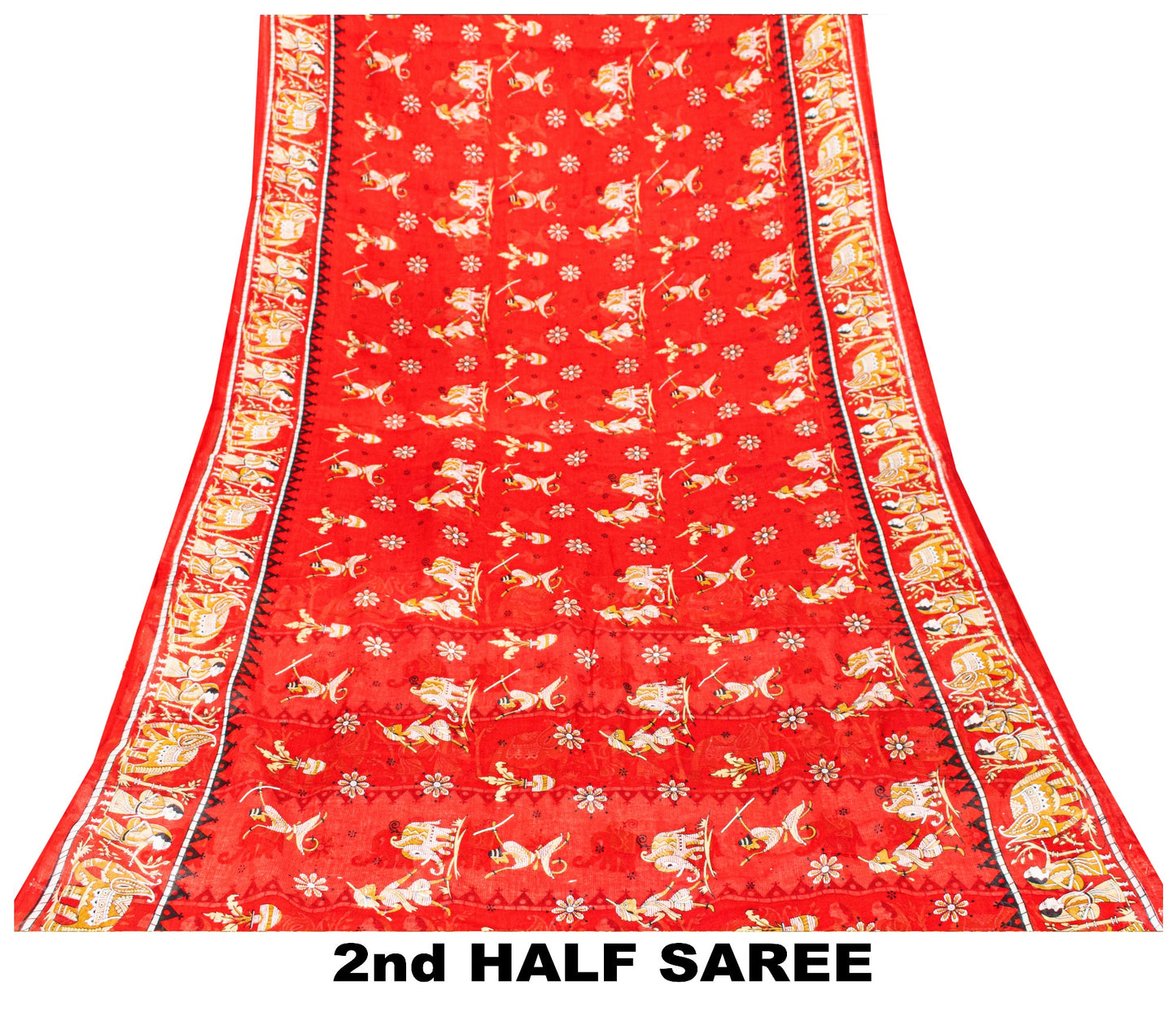 Sanskriti Vintage Sarees Pink Pure Cotton Human Animal Print 5+YD Home Deco Sari