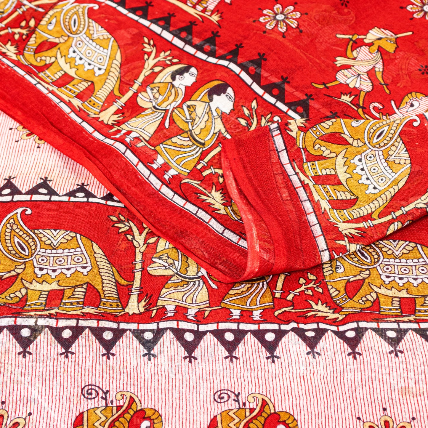 Sanskriti Vintage Sarees Pink Pure Cotton Human Animal Print 5+YD Home Deco Sari