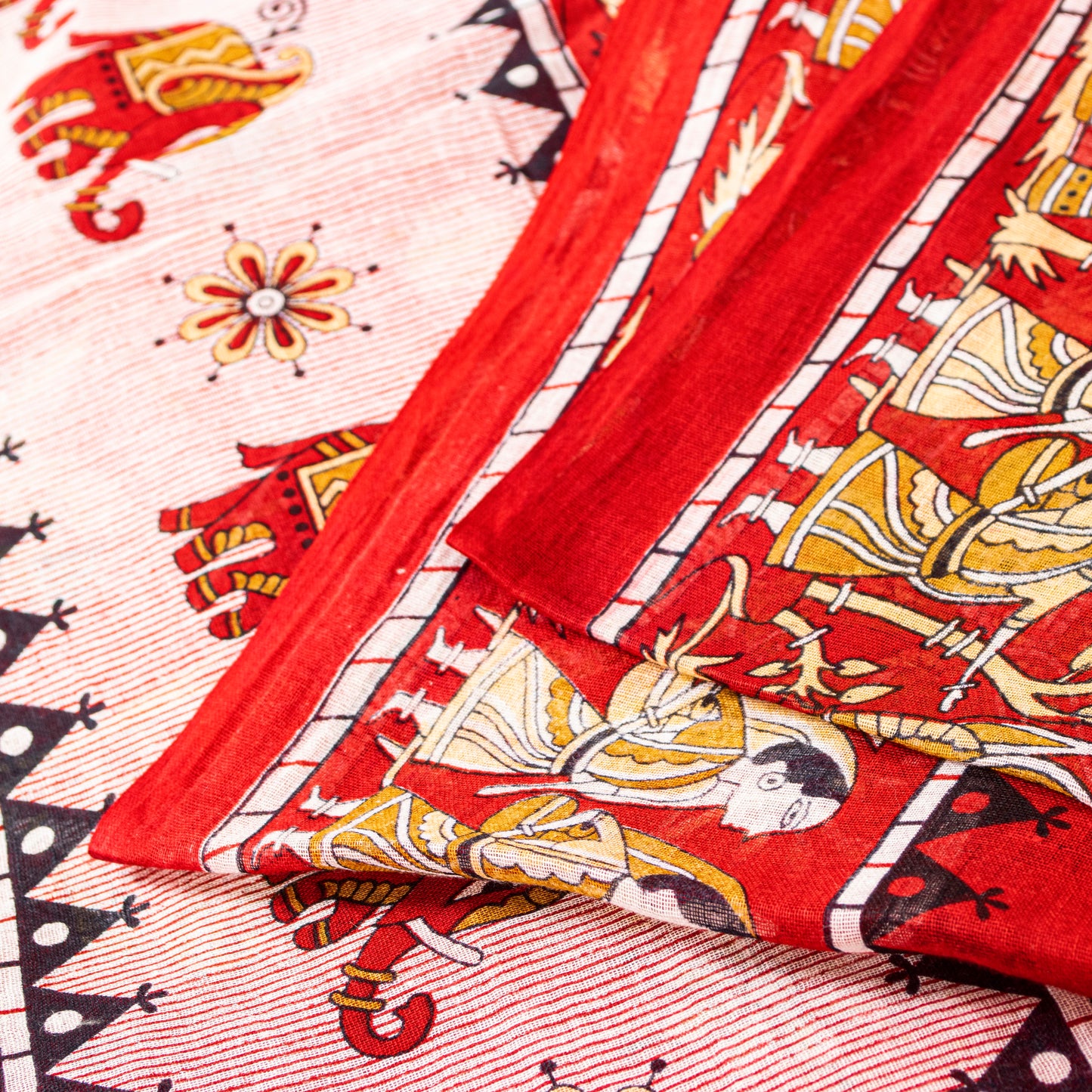Sanskriti Vintage Sarees Pink Pure Cotton Human Animal Print 5+YD Home Deco Sari