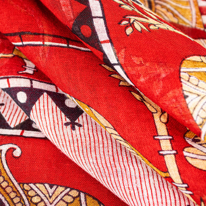 Sanskriti Vintage Sarees Pink Pure Cotton Human Animal Print 5+YD Home Deco Sari