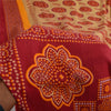 Sanskriti Vintage Sarees Red/Cream Bandhani Pure Cotton Printed Sari 5+yd Sustainable Fabric