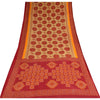 Sanskriti Vintage Sarees Red/Cream Bandhani Pure Cotton Printed Sari 5+yd Sustainable Fabric