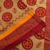 Sanskriti Vintage Sarees Red/Cream Bandhani Pure Cotton Printed Sari 5+yd Sustainable Fabric