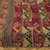 Sanskriti Vintage Sarees Red/Cream Warli Art Pure Cotton Print Sari 5+yd Sustainable Fabric