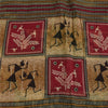 Sanskriti Vintage Sarees Red/Cream Warli Art Pure Cotton Print Sari 5+yd Sustainable Fabric