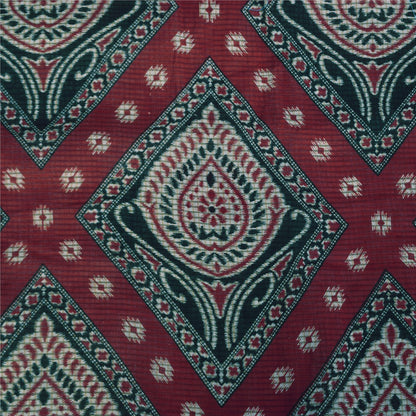 Sanskriti Vintage Sarees Ivory 100% Pure Cotton Printed Sari 5+yd Craft Sustainable Fabric