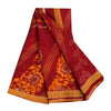 Sanskriti Vintage Sarees Red Bandhani Printed Pure Cotton Sari 5+yd Craft Sustainable Fabric