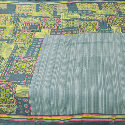 Санскритские винтажные сари индийское серое чистое хлопковое сари с принтом 5+ ярдов ткань для рукоделия из экологически чистой ткани