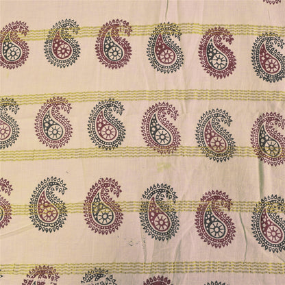 Sanskriti Vintage Sarees Blue Pure Cotton Hand Block Printed Sari 5+yd Sustainable Fabric