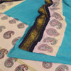 Sanskriti Vintage Sarees Blue Pure Cotton Hand Block Printed Sari 5+yd Sustainable Fabric