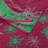 Sanskriti Vintage Sarees Red/Green Pure Cotton Printed Sari 5+yd Craft Sustainable Fabric