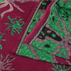 Sanskriti Vintage Sarees Red/Green Pure Cotton Printed Sari 5+yd Craft Sustainable Fabric