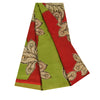 Sanskriti Vintage Sarees Green/Red Pure Cotton Kalamkari Printed Sari Sustainable Fabric
