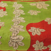 Sanskriti Vintage Sarees Green/Red Pure Cotton Kalamkari Printed Sari Sustainable Fabric