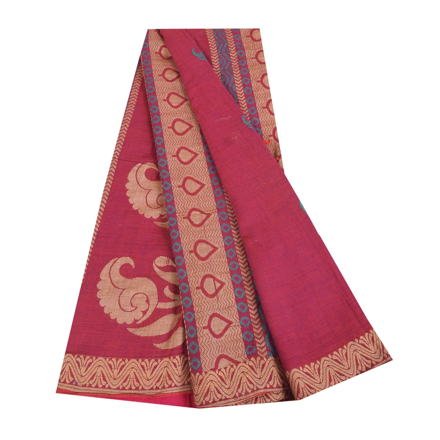 Санскритские винтажные сари розового цвета, сотканное вручную чистое хлопковое сари, 5+ ярдов, ремесленная устойчивая ткань
