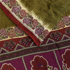 Sanskriti Vintage Sarees Indian Green Pure Cotton Printed Sari 5+yd Craft Sustainable Fabric