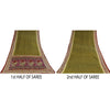 Sanskriti Vintage Sarees Indian Green Pure Cotton Printed Sari 5+yd Craft Sustainable Fabric