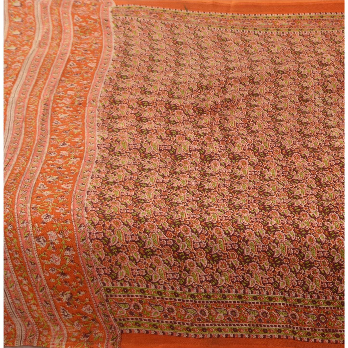 Санскритские винтажные сари темно-красное чистое хлопковое сари с принтом 5+ ярдов ткань для рукоделия из экологически чистой ткани