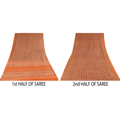 Санскритские винтажные сари темно-красное чистое хлопковое сари с принтом 5+ ярдов ткань для рукоделия из экологически чистой ткани