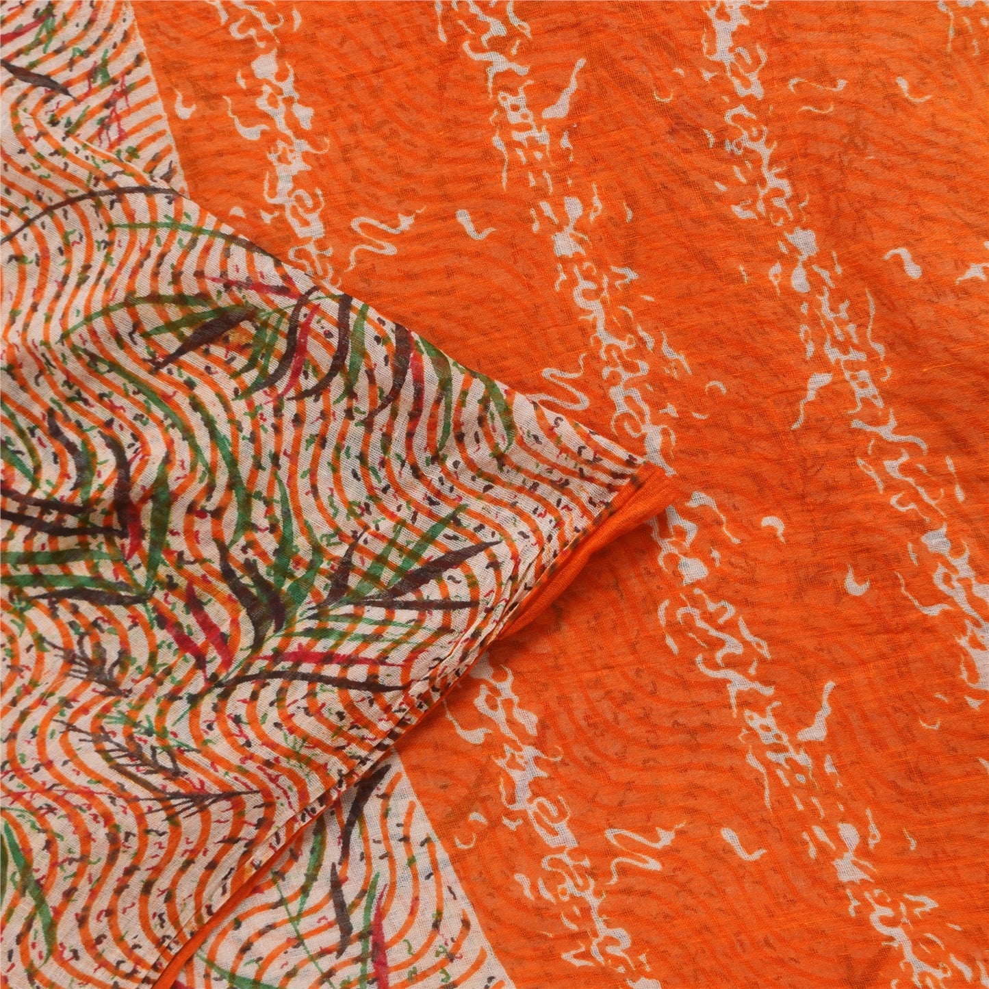 Санскритские винтажные сари индийское кремовое чистое хлопковое сари с принтом 5+ ярдов ткань для рукоделия из экологически чистой ткани