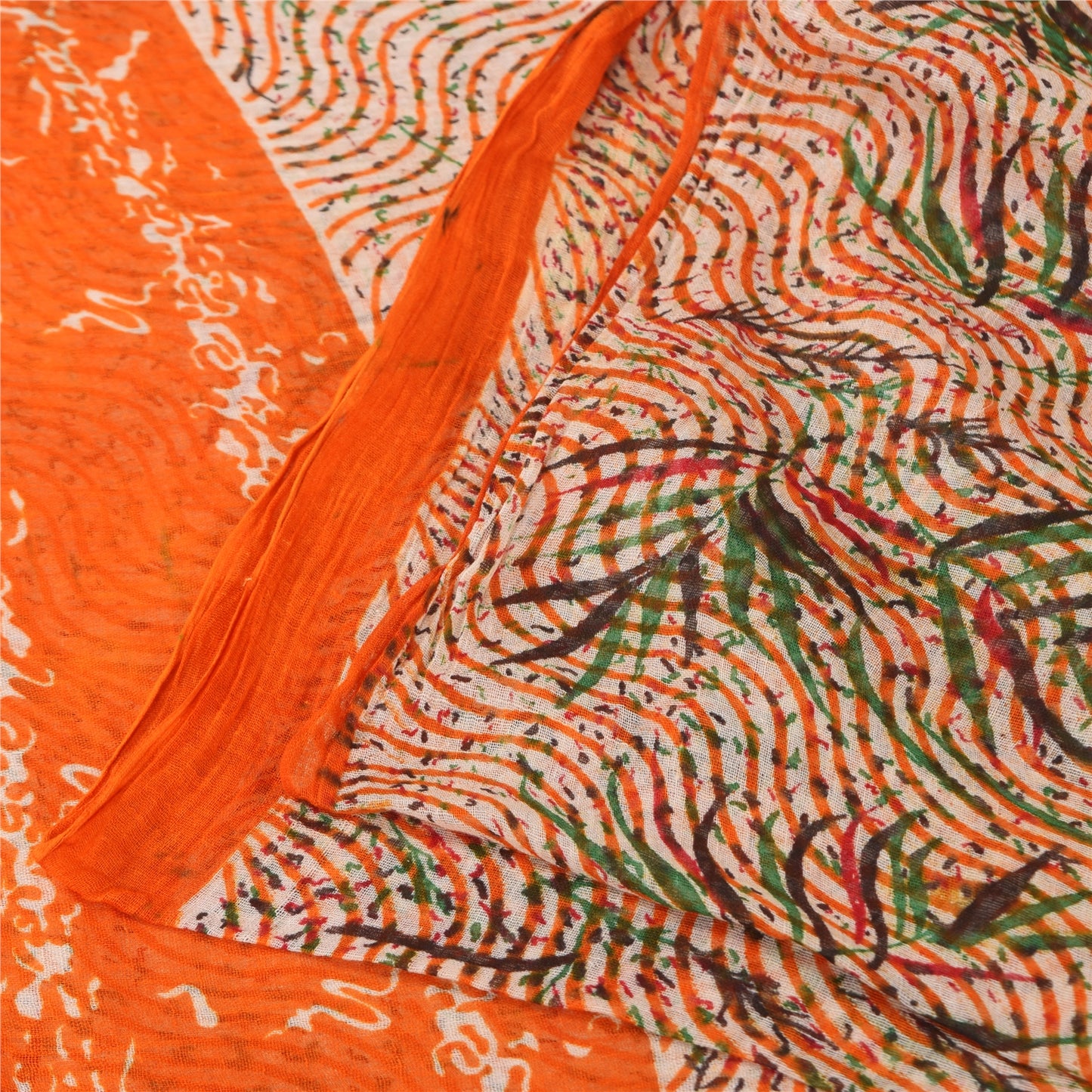 Санскритские винтажные сари индийское кремовое чистое хлопковое сари с принтом 5+ ярдов ткань для рукоделия из экологически чистой ткани