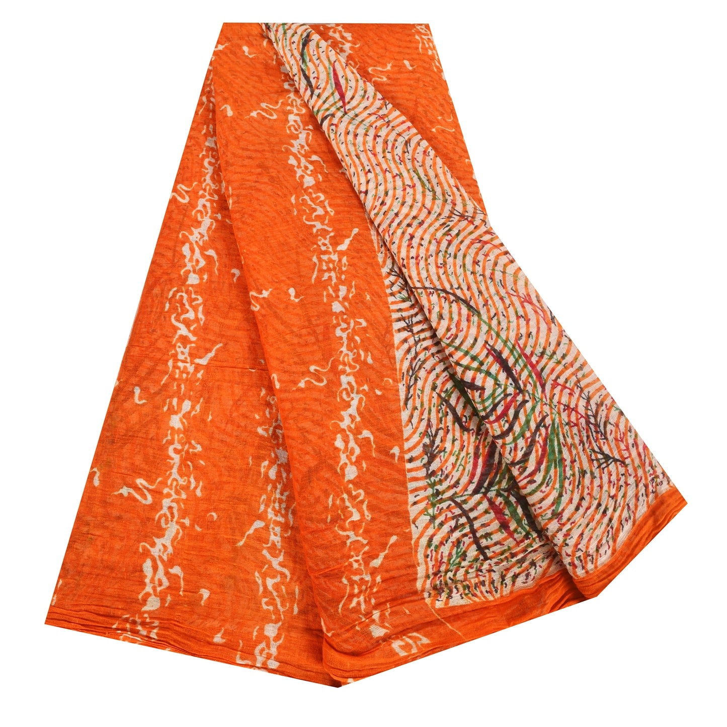 Санскритские винтажные сари индийское кремовое чистое хлопковое сари с принтом 5+ ярдов ткань для рукоделия из экологически чистой ткани