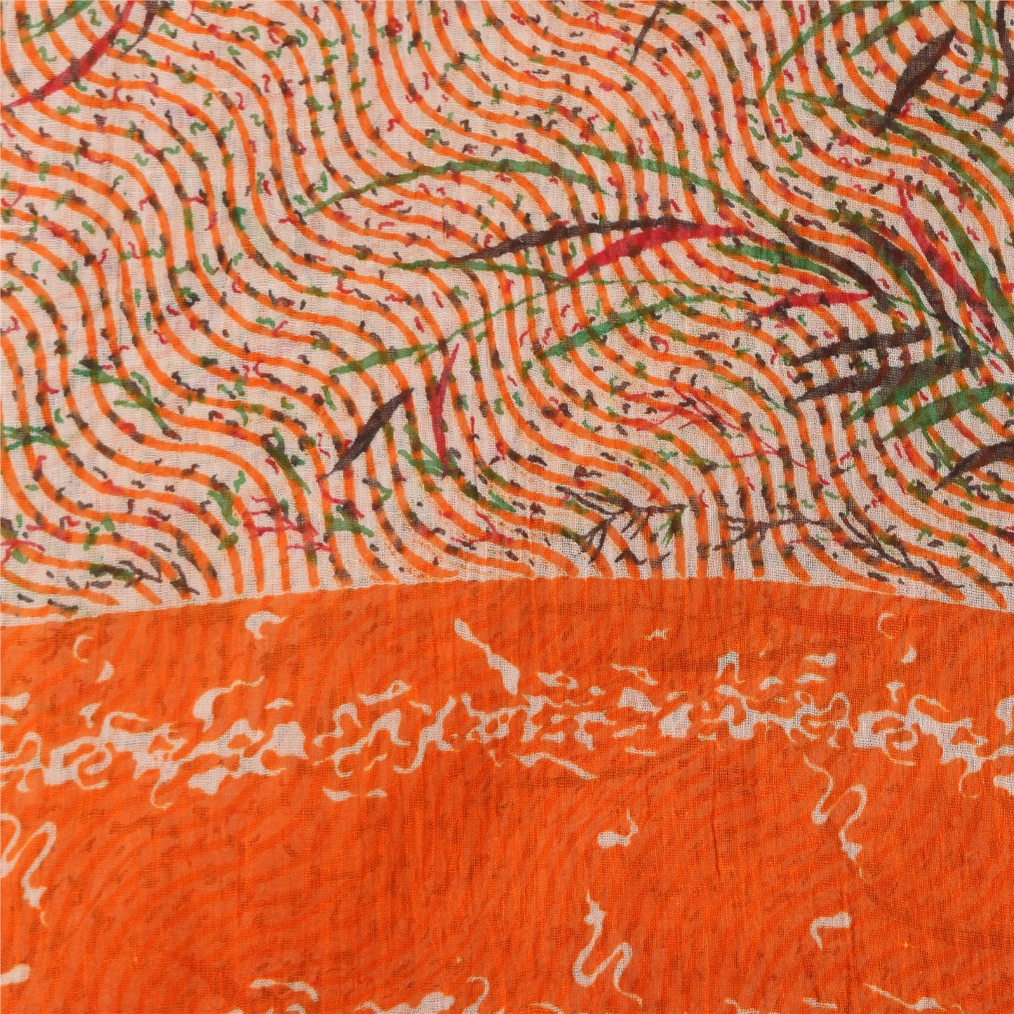 Санскритские винтажные сари индийское кремовое чистое хлопковое сари с принтом 5+ ярдов ткань для рукоделия из экологически чистой ткани