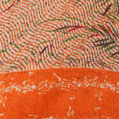 Санскритские винтажные сари индийское кремовое чистое хлопковое сари с принтом 5+ ярдов ткань для рукоделия из экологически чистой ткани