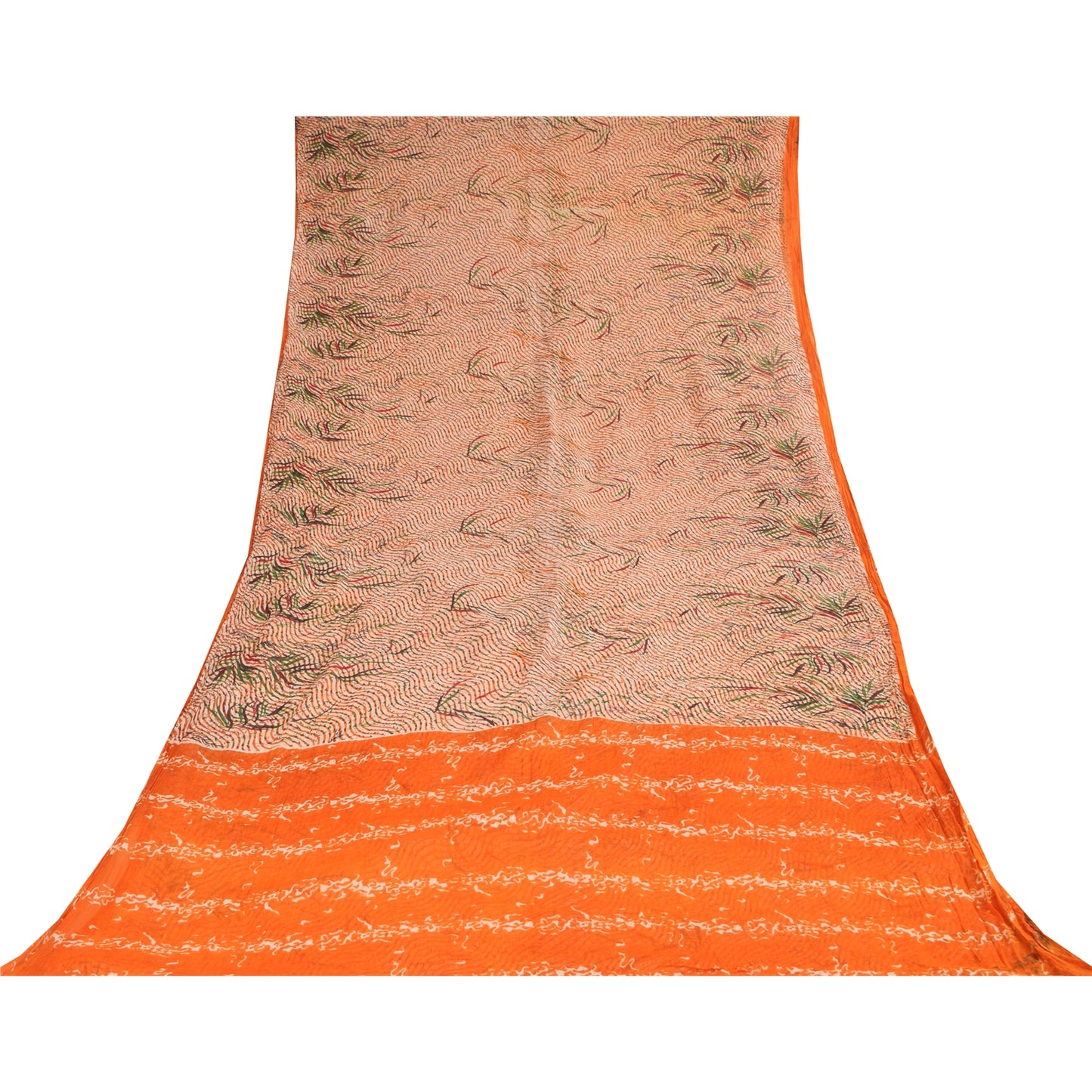 Санскритские винтажные сари индийское кремовое чистое хлопковое сари с принтом 5+ ярдов ткань для рукоделия из экологически чистой ткани