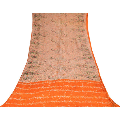 Санскритские винтажные сари индийское кремовое чистое хлопковое сари с принтом 5+ ярдов ткань для рукоделия из экологически чистой ткани