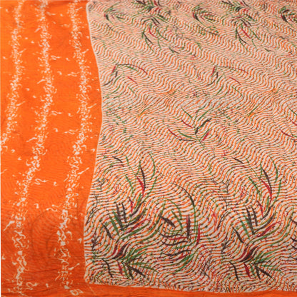 Санскритские винтажные сари индийское кремовое чистое хлопковое сари с принтом 5+ ярдов ткань для рукоделия из экологически чистой ткани