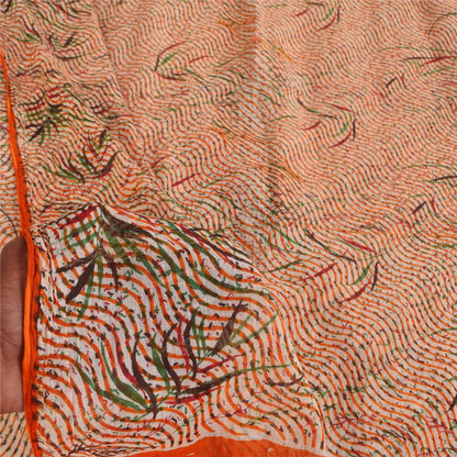 Санскритские винтажные сари индийское кремовое чистое хлопковое сари с принтом 5+ ярдов ткань для рукоделия из экологически чистой ткани