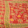 Sanskriti Vintage Sarees Indian Red Pure Cotton Printed Sari 5+yd Craft Sustainable Fabric