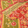 Sanskriti Vintage Sarees Indian Red Pure Cotton Printed Sari 5+yd Craft Sustainable Fabric