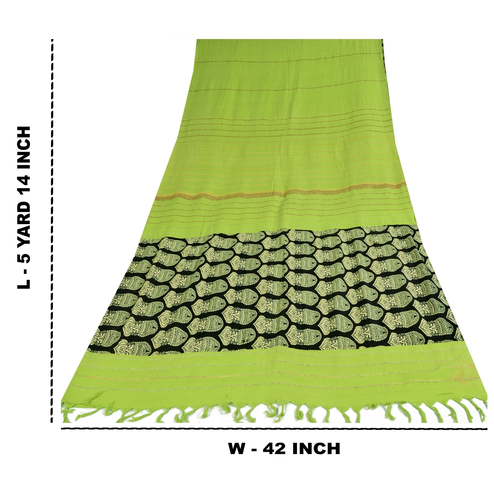 Sanskriti Vintage Sarees Pure Cotton Hand Block Print Kathakali Sari 5+yd Fabric