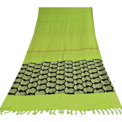 Sanskriti Vintage Sarees Pure Cotton Hand Block Print Kathakali Sari 5+yd Fabric