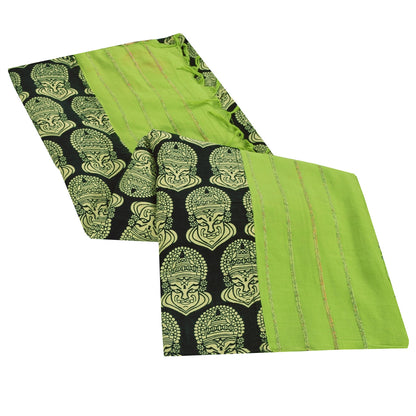 Sanskriti Vintage Sarees Pure Cotton Hand Block Print Kathakali Sari 5+yd Fabric
