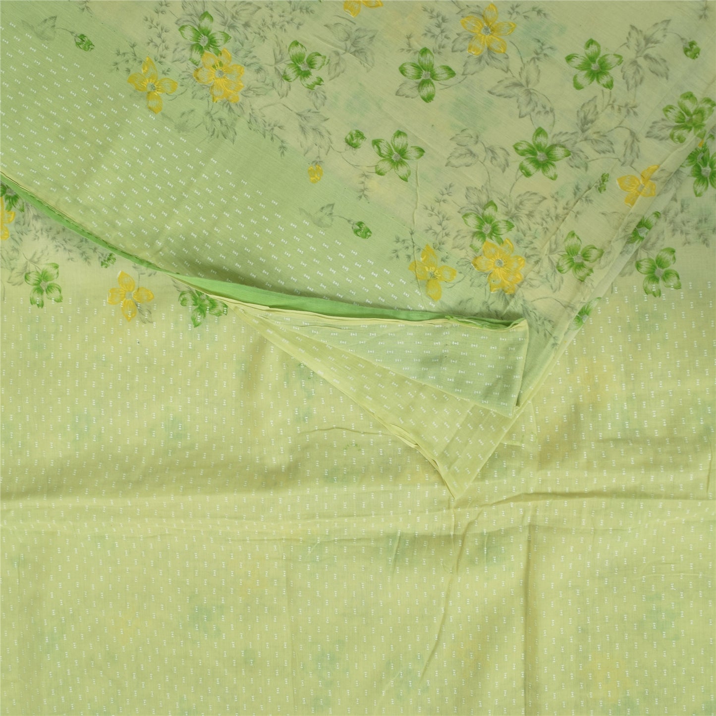 Санскритские винтажные сари пастельно-зеленого цвета из чистого хлопка с принтом, 5+ ярдов, ткань для рукоделия из экологически чистой ткани