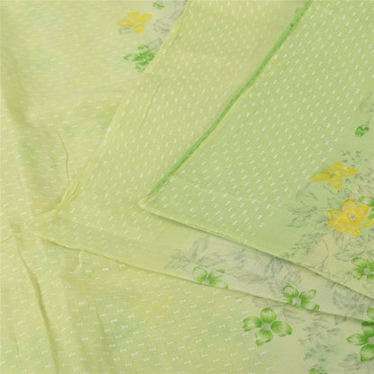 Санскритские винтажные сари пастельно-зеленого цвета из чистого хлопка с принтом, 5+ ярдов, ткань для рукоделия из экологически чистой ткани